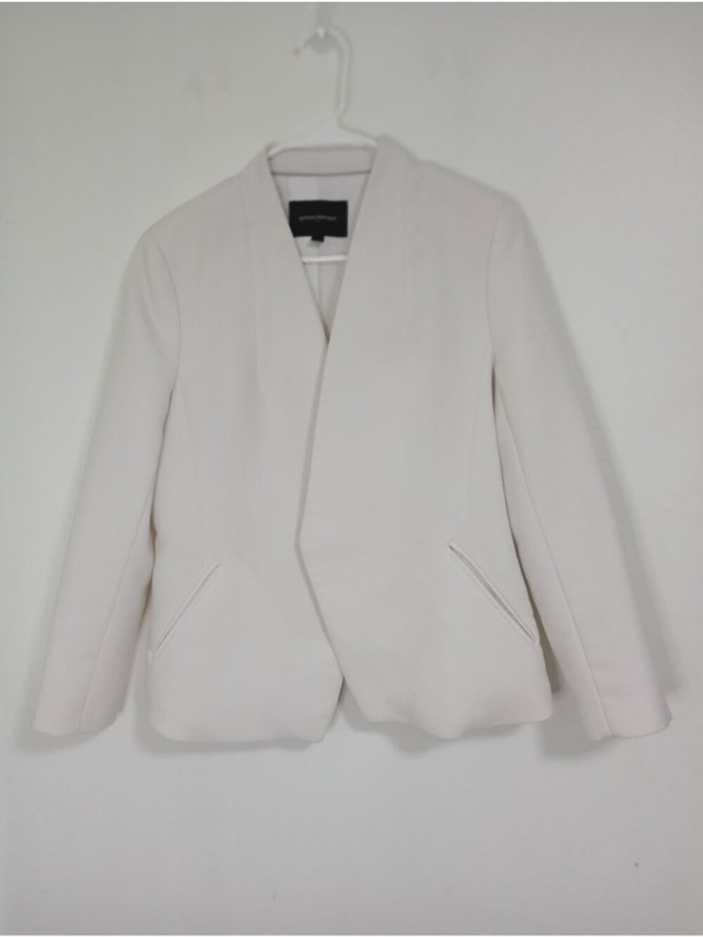 Banana Republic Women White Open-Front Blazer Size 8 Pockets